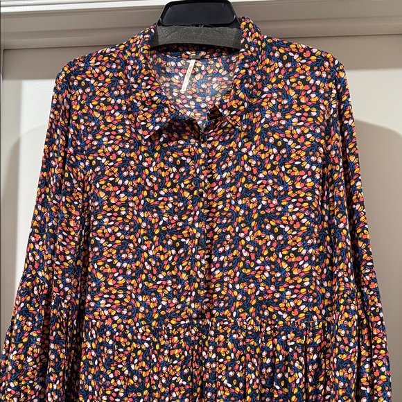 Free People Floral Long Sleeve Maxi Dress L - Picture 5 of 10